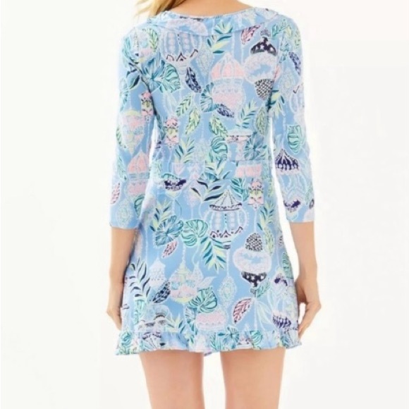 Lilly Pulitzer Dress Jessalynne Wrap Romper Blue Peri Lapis Lanterns Medium - Picture 2 of 16